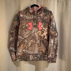 Under Armour Camo Hoodie with Pink Logo